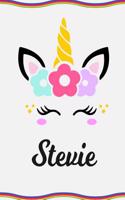 Stevie: Personal Notebook Personal Diary Unicorn Notebook Personalized Journal Customized Journal Unicorn Lover Personal Name Notebook