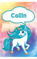 Collin: Personalized Unicorn Blood Sugar Diet Diary Journal Log Notebook Featuring 120 Pages 6x9
