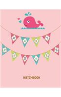 Baby Shower Sketchbook: Baby Whale On Pink Cover and Blank pages, Extra large (8.5 x 11) inches, 110 pages, White paper, Sketch, Draw and Paint(5 Baby Whale Shower)