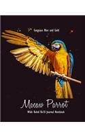 Gorgeous Blue and Gold Macaw Parrot Wide Ruled 8 x10 Journal Notebook