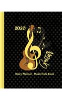 Classic Guitar Design: Weekly January to December Diary Planner Music Note Book