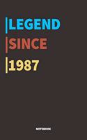 Legend Since 1987 Notebook: Lined Notebook / Journal Gift, 120 Pages, 6x9, Soft Cover, Matte Finish