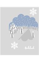 Notebook: Composition Notebook Winter Journal diary For school Ideas Notes Xmas Gray White Gift for Girls Boys Kids Women Men 8'' x 10'' Blank 120 Pages The l