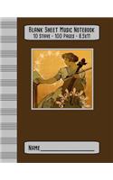 Blank Sheet Music Notebook: Lady Playing Cello by Alphonse Mucha - A Versatile Staff Paper Notebook (10 Stave/100 Pages/8.5x11)
