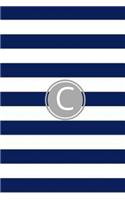 C: Blue and White Stripes / Gray Monogram Initial 'C' Notebook: (6 x 9) Diary, Daily Planner, Lined Daily Journal For Writing, 100 Pages, Matte Cover