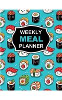 Weekly Meal Planner: Breakfast, Lunch, Dinner, 52 Week Food Planner & Grocery List Notebook/Journal/Diary (Happy Sushi Design)