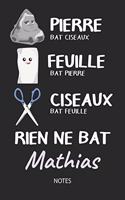 Rien ne bat Mathias - Notes: Noms Personnalisé Carnet de notes / Journal pour les garçons et les hommes. Kawaii Pierre Feuille Ciseaux jeu de mots. Fournitures scolaires, premie