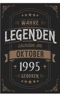 Wahre Legenden wurden im Oktober 1995 geboren: Vintage Geburtstag Notizbuch - individuelles Geschenk für Notizen, Zeichnungen und Erinnerungen - liniert mit 100 Seiten