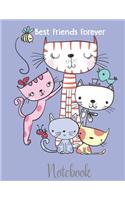 Best Friends Forever Cat Notebook: Super Kidz - Super Cute Kitty - Writing, Printing, Stories and Diary. Custom Interiors with Art Doodles and Thick Lined Paper, 120 pg. Elementary an