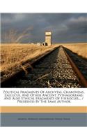 Political Fragments of Archytas, Charondas, Zaleucus, and Other Ancient Pythagoreans