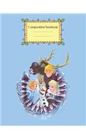 Composition Notebook: Disney Frozen Christmas Wreath Group Shot Graphic Peter Pan Theme Notebook for Girls Teens Kids Journal for Kids College Ruled Blank Lined 110 Pages