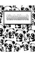 Sketchbook: Silly Cute Panda Bears Sketchbook & Art Notebook - Large Blank Sketchbook: 100 Pages - 8.5"x11" Blank Drawing Book & Sketching Journal Notepad