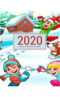 2020 Planner Weekly & Monthly 8x10 Inch: Happy Snow Land Christmas Theme One Year Weekly and Monthly Planner + Calendar Views, journal, for Men, Women, Boys, Girls, Kids Daily Pretty Simple