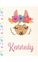 Kennedy: Personalized Llama Sketchbook For Girls With Pink Name - 8.5x11 110 Pages. Doodle, Draw, Sketch, Create!