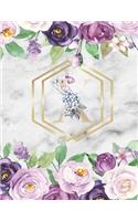 X: Cute Initial Monogram Letter: College Ruled Notebook ( Size 8.5 X 11 ) Perfect For Women And Girl Design Floral Alphabet, Gold Letters With Watercol
