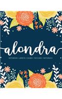 Alondra: Notebook - Libreta - Cahier - Taccuino - Notizbuch: 110 pages paginas seiten pagine: Modern Florals First Name Notebook in Orange, Mint & Yellow on 