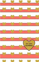 Dot Grid Journal: Small Size 5 x 8 Dot Grid 110 Pages Daily Tracker Personal Notebook Big Heart White Stripes With Coral Color