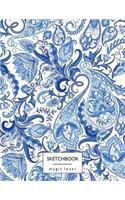 sketchbook magic lover: Blue flower cover (8.5 x 11) inches 110 pages, Blank Unlined Paper for Sketching, Drawing, Whiting, Journaling & Doodling(3 Blue Flower Sketchbook)