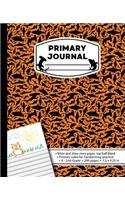 Primary Journal: Shark Orange and Black Marble Draw and Write Composition Notebook for boys or girls K-2. Ocean book story paper. Half Blank Sheets for Writing and D(Primary Journals Write and Draw)