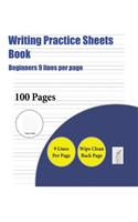 Writing Practice Sheets Book (Beginners 9 lines per page)