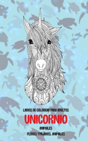 Libros de colorear para adultos - Flores y pájaros, animales - Animales - Unicornio