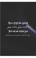 Never Forget Who Ignored You When You Needed Them And Who Helped You Before You Even Had To Ask: Daily Success, Motivation and Everyday Inspiration For Your Best Year Ever, 365 days to more Happiness Motivational Year Long Journal / Daily Notebo
