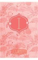 I Journal: Pink Flamingo Letter I Monogram Journal Decorated Interior