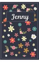 Jenny: Lined Writing Notebook with Personalized Name 120 Pages 6x9 Flowers