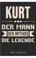 Kurt Der Mann Der Mythos Die Legende: Din A5 Kariertes Heft (Kariert) Mit Karos Für Kurt - Notizbuch Tagebuch Planer Für Jeden Mit Dem Vorname Kurt - Notiz Buch Geschenk Journal Kurt Nam