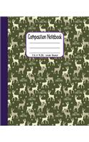 Composition Notebook: 7.5x9.25 Wide Ruled - Merry Christmas Reindeers