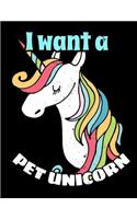 I Want A Pet Unicorn: Unicorn Coloring Journal - Unicorn Story Notebook - Beautiful Unicorn Designs Diary