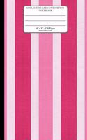 College Ruled Composition Notebook. 6" x 9". 120 Pages. Stripes Pattern Cover.: Red White Pink Fabric Stripes Pattern Cover. College ruled paper, medium ruled paper. For middle school to college. Composition journal for teens an