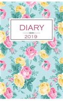 Diary 2019: Pink & Yellow Roses Diary/Journal With 150 Blank Pages To Write Or Draw In