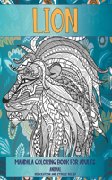 Mandala Coloring Book for Adults Relaxation and Stress Relief - Animal - Lion