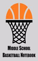 Middle School Basketball Notebook: Notebook with blank basketball court diagrams, notes, and undated calendar