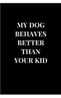 My Dog Behaves Better Than Your Kid: Funny Sarcasm Lined Notebook Journal