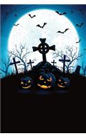 Jack-O-Lantern Bat Graveyard Grid Notebook