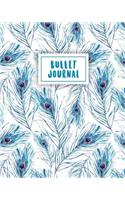 Bullet Journal: Blue Peacock Feather - 150 Dot Grid Pages (Size 8x10 Inches) - With Bullet Journal Sample Ideas
