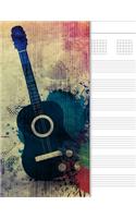 Guitar Tab Notebook: 6 String Chord and Tablature Staff Music Paper, Grunge Guitar Cover