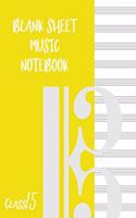 Blank Sheet Music Composition Manuscript Staff Paper Art Music CLASS 15 Notebook Yellow Cover: Sheet Music Notebook / Journal Gift, 100 Pages, 8x10, Soft Cover, Matte Finish