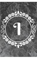 I: Sketchbook - Cute Personalized Floral Initial Monogram Drawing Book for Artists - Pretty Doodling Pad for Students for Girls & Women - Letter I - Bl