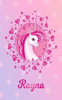 Rayna: Unicorn Large Blank Primary Sketchbook Paper - Pink Purple Magical Horse Personalized Letter R Initial Custom First Name Cover - Drawing Sketch Book