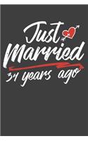 Just Married 34 Year Ago: Blank lined journal 100 page 6 x 9 Retro Birthday Gifts For Wife From Husband - Favorite US State Wedding Anniversary Gift For her - Notebook to jot