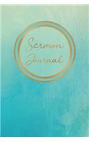 Sermon Notes Journal: Peaceful Blue and Gold Design: Inspirational Sermon Notebook