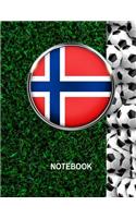 Notebook. Norway Flag And Soccer Balls Cover. For Soccer Fans. Blank Lined Planner Journal Diary.