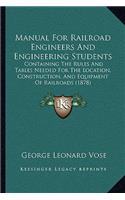 Manual for Railroad Engineers and Engineering Students: Containing the Rules and Tables Needed for the Location, Construction, and Equipment of Railroads (1878)