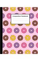 Composition Notebook: Sweet Doughnut Donuts Colorful Pink Pattern, 110 Pages 7.5"x9.25" College Wide Ruled Paper Notebook Journal, Blank Lined Workbook for Teens Kids Stu