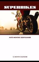 Superbikes Note Monthly 2020 Planner 12 Month Calendar