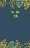 4 Column Ledger: Leaves Vintage Blue Account Record Keeping Books, General Columnar Ruled Ledger Book, Blank Accounting Bookkeeping Notebook, Paper Book Financial Ac(2 Notebooks for Small Business Home Office)