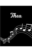 Thea: Sheet Music Note Manuscript Notebook Paper - Personalized Custom First Name Initial T - Musician Composer Instrument Composition Book - 12 Staves a 